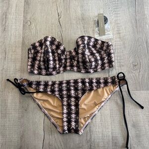 J. Crew Black and Pink Geometric Bikini